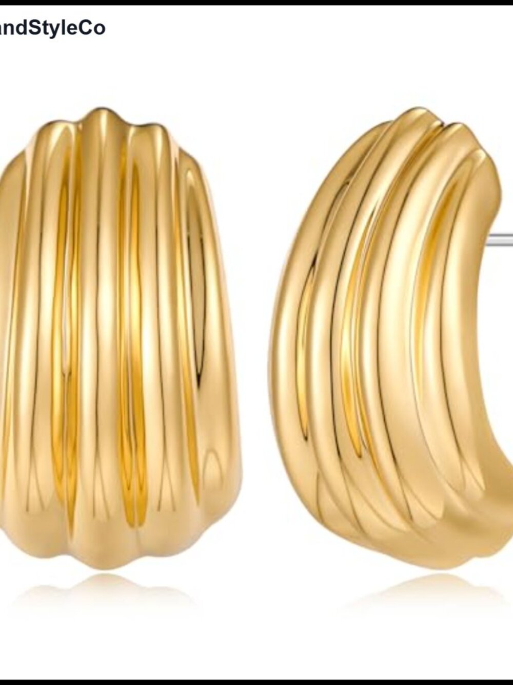 Chunky Ribbed Stud Earrings for Women Copper Hypoallergenic